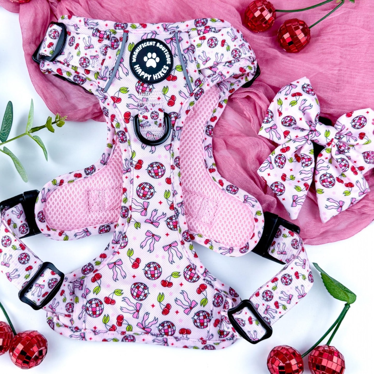 Happy Hikes No Pull Dog Harness - Cherry Disco