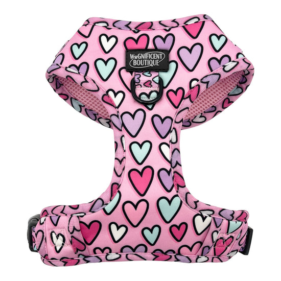 Love Hearts Pink Adjustable Dog Harness